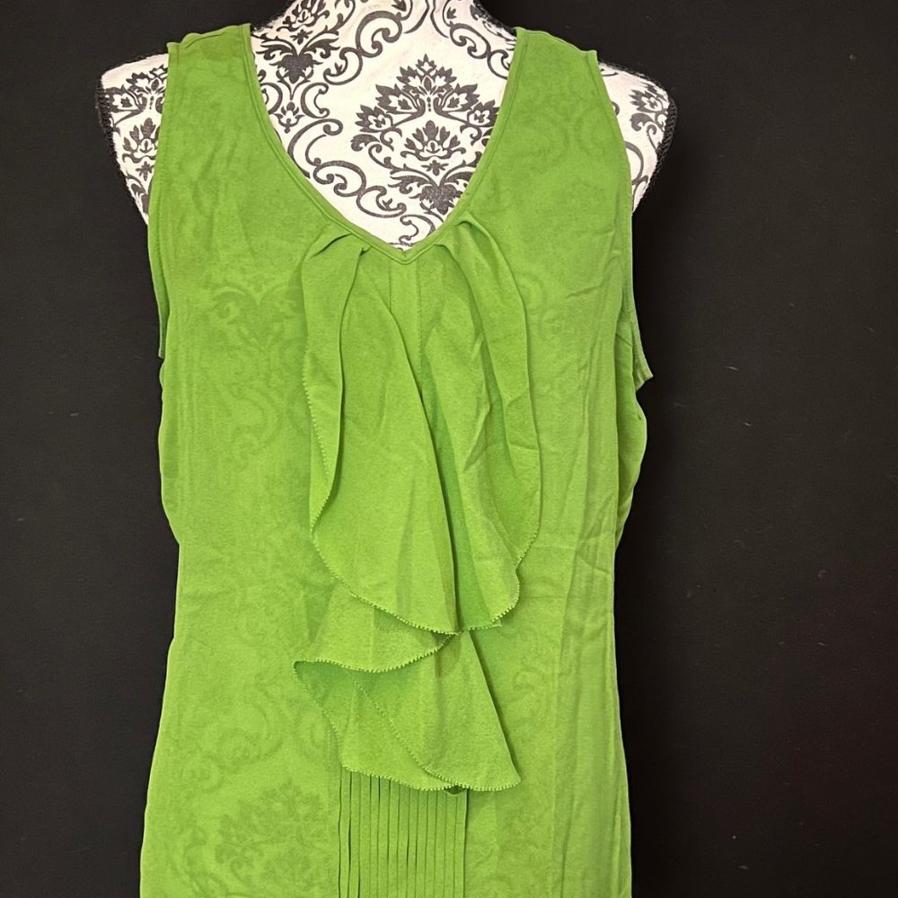 Lilly Pulitzer 100% Silk Green Ruffle Sleeveless Shirt Size 12